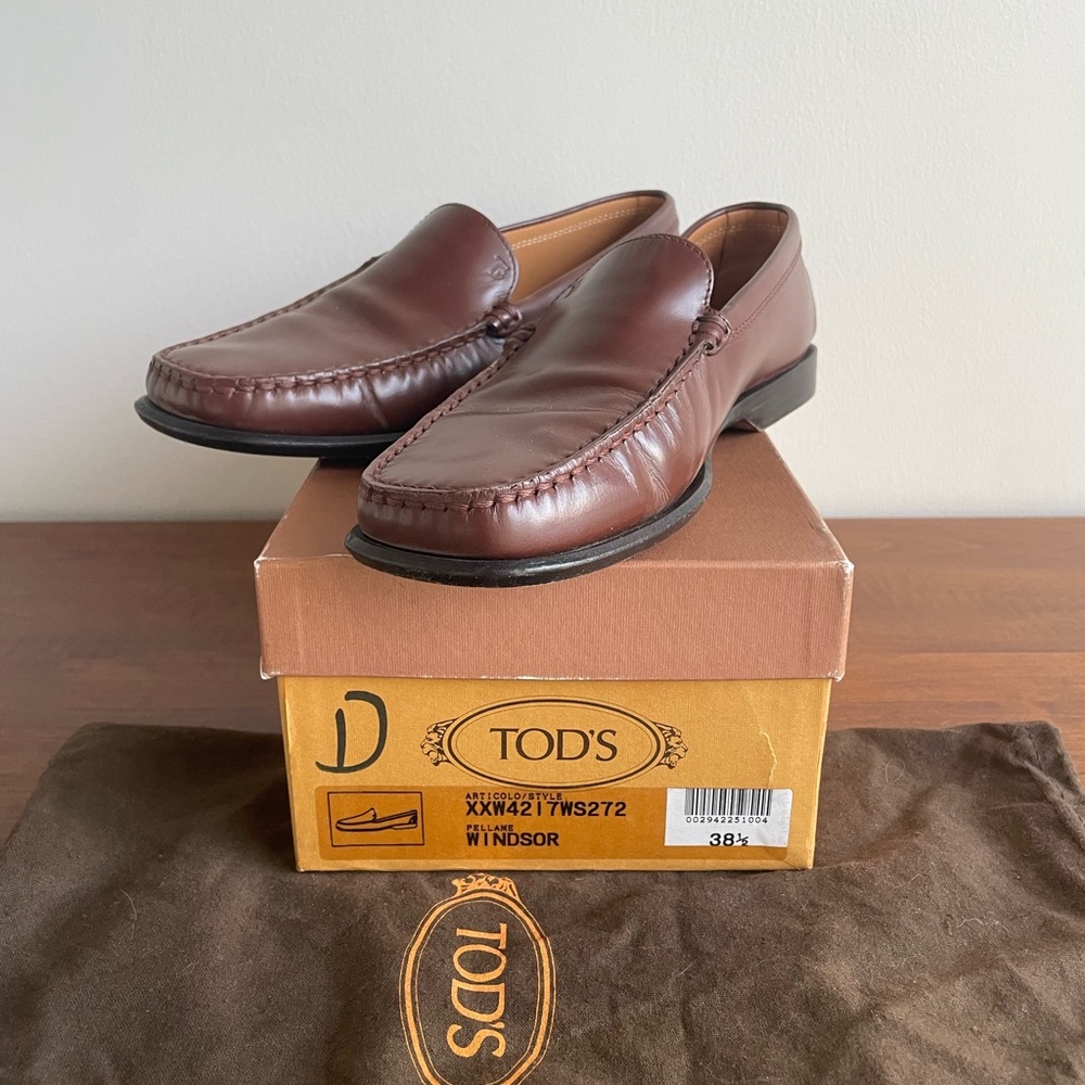 TOD'S Women’s Windsor Brown Leather Loafers - made in 🇮🇹 Italy